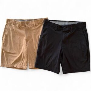 FLX black and tan/khaki flat front shorts bundle set of 2 casual everyday